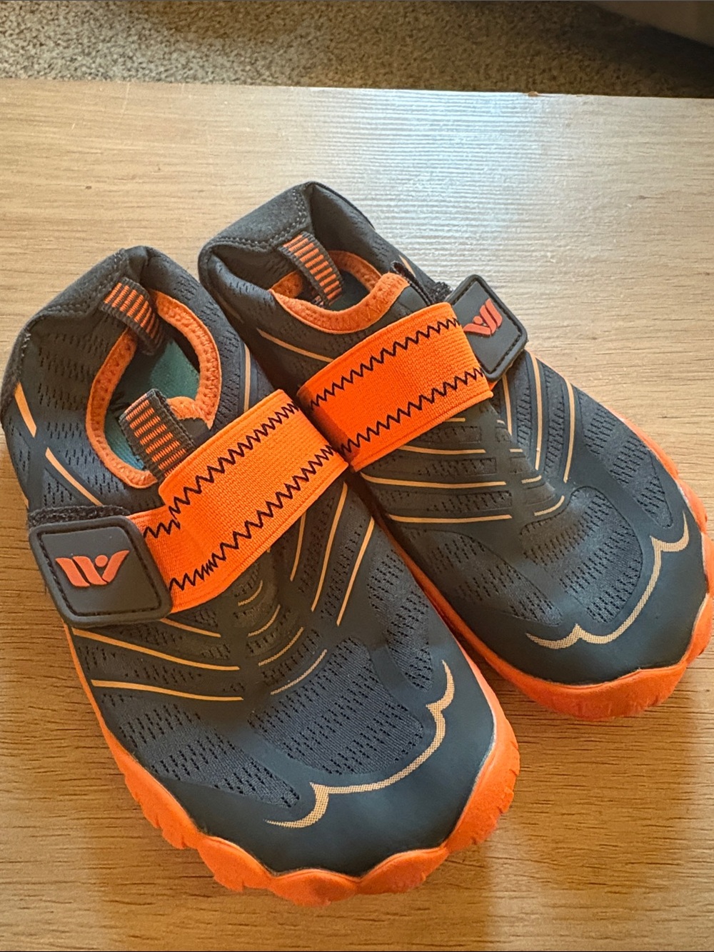 Kids Water Shoes with Orange Accents - Comfortable Slip-On- size 31( us 13)
